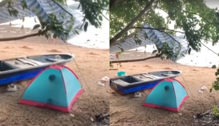 [Hong Kong] A tent on the beach was photographed and posted on the Internet .The picture is opaque but the sound of drying is loud!