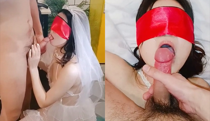 The slut bride is trained in a wedding dress, and she screams without a set~