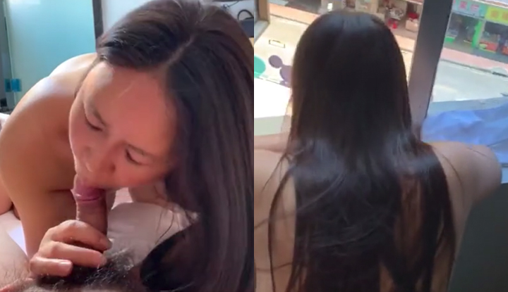 During the Chinese New Year, I asked a young woman from a good family to have a morning gun while watching the street scene and having sex