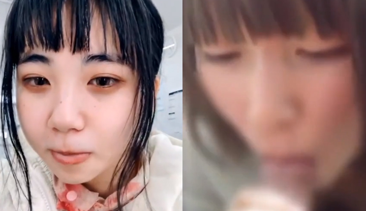 [Japan] The cute amateur girl is about to eat the main meal after eating the bento! A pair of big white rabbits is also incredible~