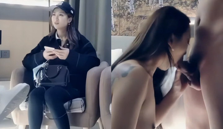 The girl knelt down and had a deepthroat blowjob. She liked the feeling of helping her blow. It felt so big that I fucked the girl hard.