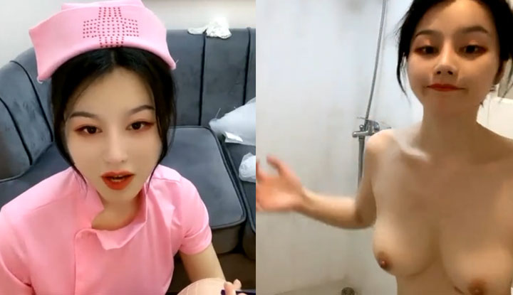 The little nurse dresses up as a goddess of beauty and goes to the sea, white fishnet stockings show her beautiful legs, she is tempted to take a bath in the bathroom, and her waist and big tits are very attractive