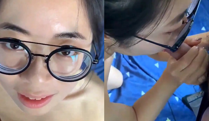 The usually quiet girlfriend can't help kneeling and eating when she sees the meat stick