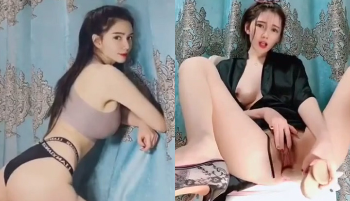 美乳小姐姐邊脫邊熱舞，暖身夠了再拿大根玩具自己插～