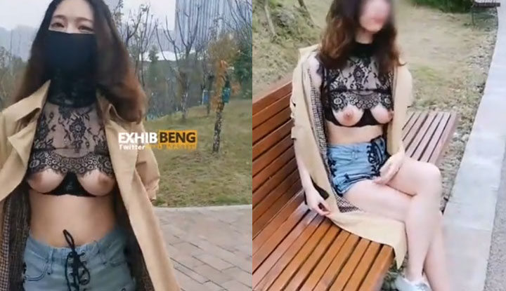 Exposurely dressed, sexy wife exposed in the wild, black silk basket empty top is super sexy~(LC005)