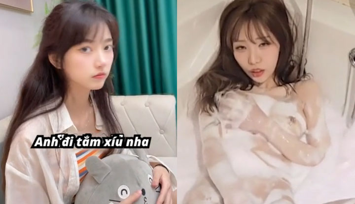 女友一直想偷看我洗澡，只好把她拉進來幫她洗洗