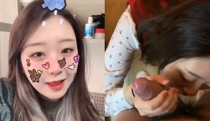 小情侶玩的顯盡淫態，跪姿調教口交