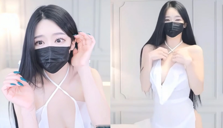 Perform a sexy dance in a short dress like a Korean angel anchor.