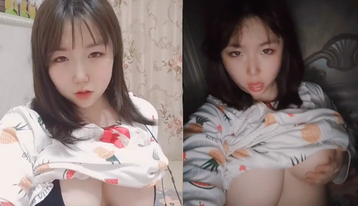 一臉可愛的正妹原來這麼胸～自己玩奶時瞬間變淫蕩～