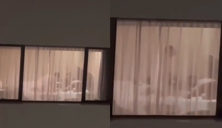 Amigas íntimas se divertem assistindo a um vídeo de comentários ao vivo de um casal fazendo amor: 