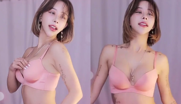 [Coreia do Sul] Transmissão ao vivo de dança sensual usando lingerie - quase mostrando demais com seios grandes balançando.