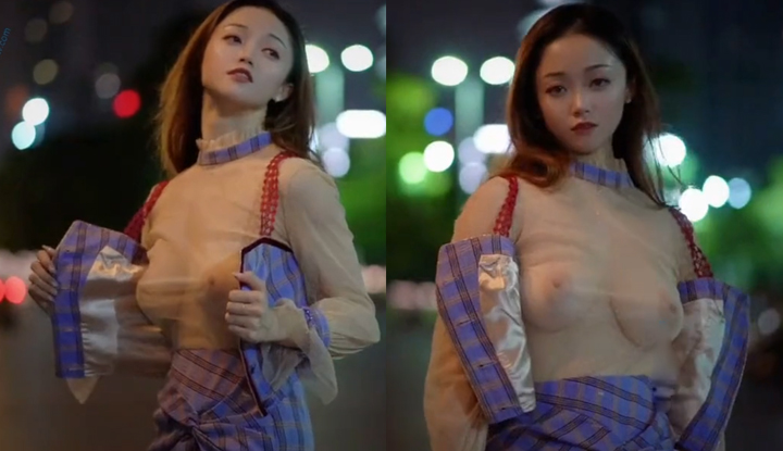 Nữ thần tương phản cỡ lớn, bộ ngực khủng lù lù trong tấm vải ngoài trời