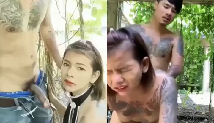 [Percintaan] Pasangan tatu dari Thailand merasa bosan melakukan hubungan seks di rumah, mereka memilih untuk melakukan hubungan seks liar di hutan.