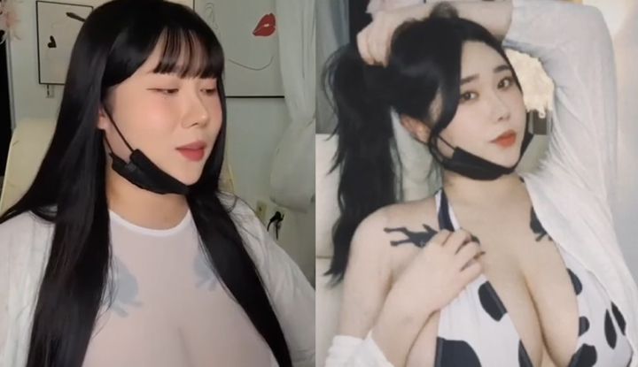 [Korean] Seductive busty broadcaster, transforming from a cold and aloof lady to a seductive milk cow.