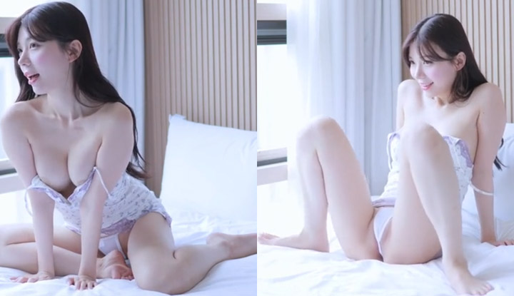 ถ่ายภาพสาวสวยคุณภาพสูงในเกาหลี ภาพถ่ายข้างของหน้าอกที่ขาวนวลและนุ่มนวลสวยงามจริงๆ