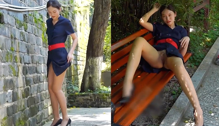 สาวสวยที่มีก้นสวยและหอยเชลล์ ถ่ายภาพศิลปะร่างกายหญิงในสวนสาธารณะขนาดใหญ่ สายตาหวานและลุ่มล้ำที่อยากจะเข้าไปยึดครองเธอ