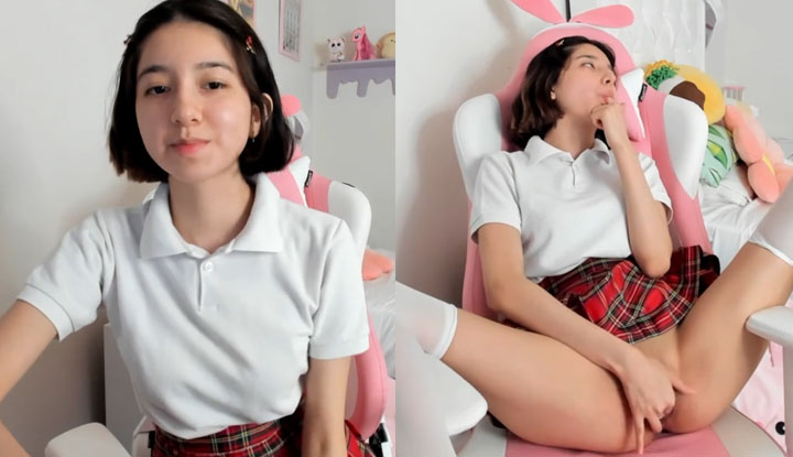 The female student who goes by the username cherrycute666 on the European and American website O exhibits inappropriate behaviors by distributing explicit images of herself and engaging in self-touching, all of which are documented.