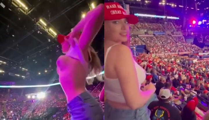 Peminat tegar Trump! Video Ava Louise, selebriti internet dewasa dari Amerika, tayang 'mengelakkan baju dan menampakkan payudara' semasa perhimpunan besar!