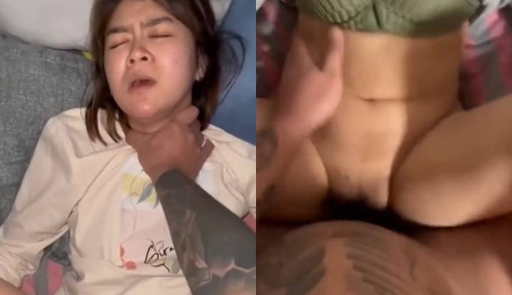 Thai homemade porn video featuring a chubby Thai girl with a voluptuous body, big boobs, getting her pussy licked and fucked hard until a fresh creampie in the car.
