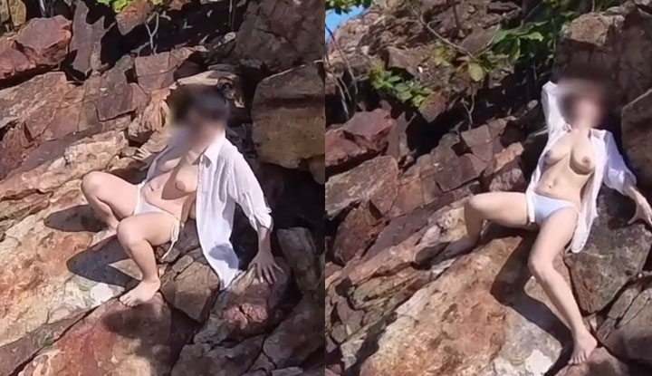 [新加坡] O站愛玩夫妻KLCouple6699挑戰海邊也裸，面對大海袒胸露背真愜意