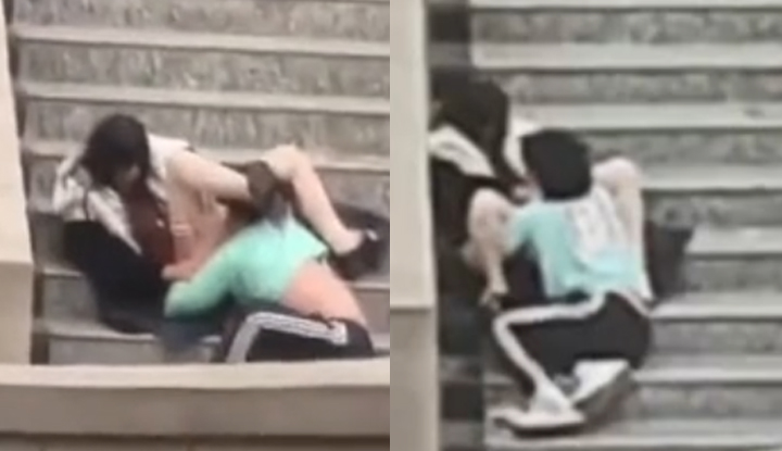 มหาวิทยาลัยกาฬภัยเจาตู่ ปราสาทแดง สงคราม! คู่รักน้อยทำสิ่งเหล่านี้บนบันไดในเวลากลางวัน!