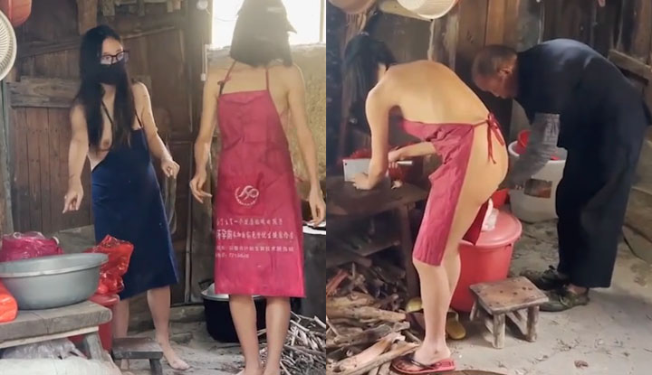 the ceiling exposed the crazy sister cikaimoon ignored passers-by and went to the countryside naked to comfort the elderly living alone and cook for them. the old man's years of impotence were cured.