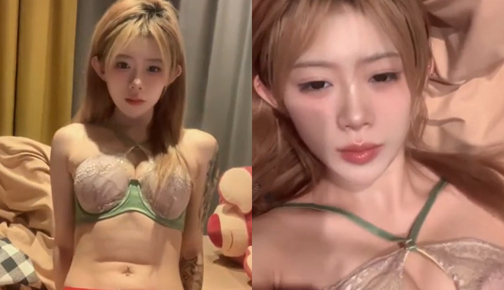 可愛又性感的女孩躺在床上掰穴特寫自拍