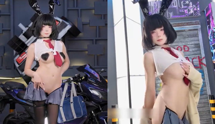 化身賽博逆JK提線木偶 短裙黑絲翹臀搖曳 絲線勒乳噴潮狂歡！