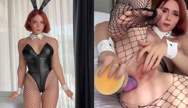 america sweetiefox (sweet fox) - private shooting of the popular online av 福利: cosplay bunny girl masturbates passionately, inserts a fantasy dragon dildo, the picture is stunning and breathtaking!