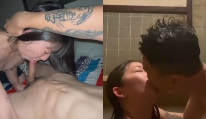 a 19-year-old virgin with a bouncy, curvy butt touches herself naked while traveling with her boyfriend, performs oral sex in the bathtub and swallows his semen, and blindfolds herself with a towel to prepare for a wild, passionate shower of cum!