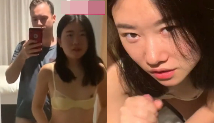 媚洋留學生約炮實錄 主動握屌獻媚洋爹 鏡前撅臀後入表情淫靡 騎乘榨精任其內射！