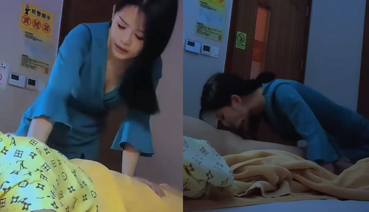 探花太子 深夜享受巨乳女技師特殊療法 手持陽具上下擼動勾人慾火 眼神嫵媚淫語刺激感官