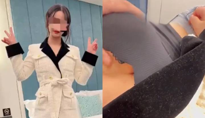 第一次約炮漂亮女子，光是手捏乳房就非常滿足